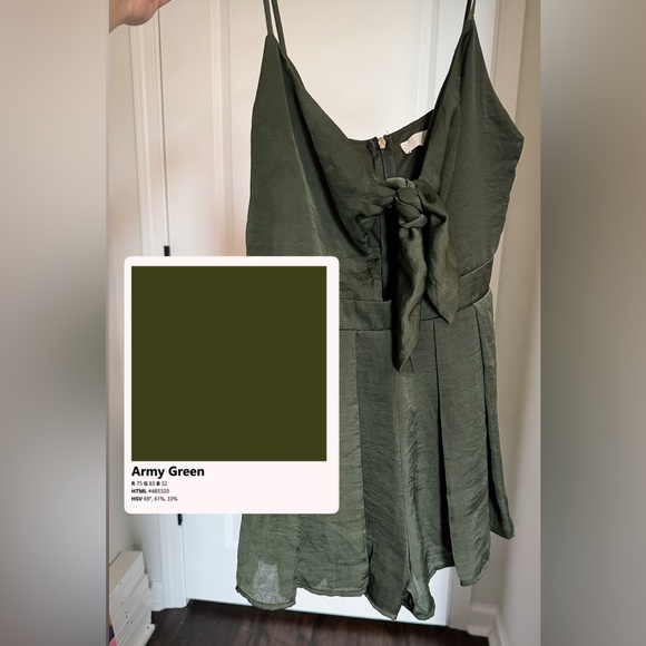 Olive Army Green Sleeveless Romper - Picture 3 of 16